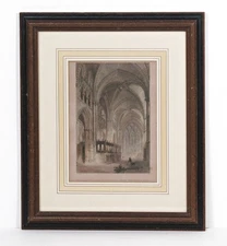 Durham Cathedral ‘Nine Altars’ Engraving Allom/Young c.1832 Framed 12x10