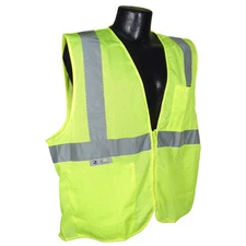 XL Mesh Yellow High Visibility  Class 2 Safety Vest With Zipper/ 2 Pockets 