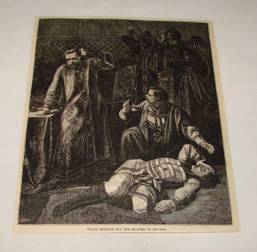 1887 magazine engraving ~ Russia IVAN'S REMORSE FOR MURDER OF SON
