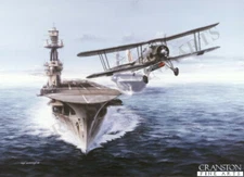 RN Aircraft Carrier HMS Eagle  Naval  Aviation Art Post Card Fairey Swordfish 