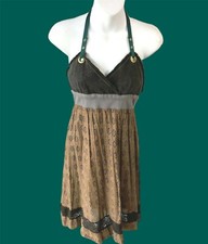 Free People Brown/Multi-Color Cotton Halter Dress - 4
