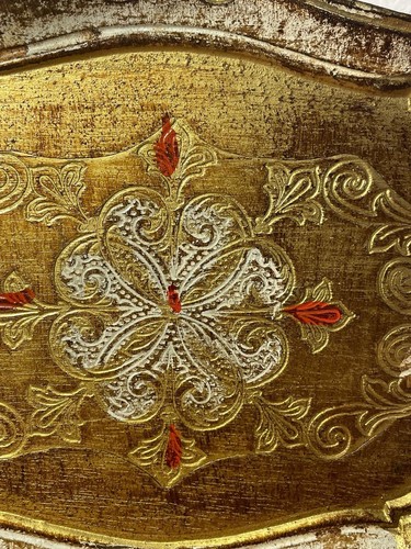 Konvolut 3 Stück. Florentiner Tablett Holz vergoldet  - Bild 7 von 14
