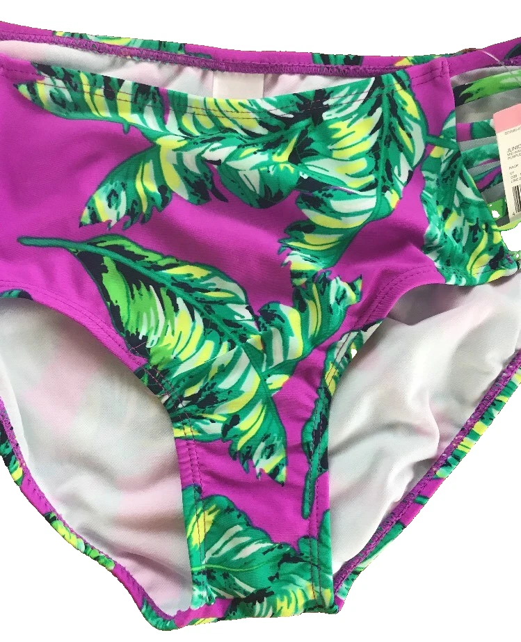 Bikini Bongo Mujer Pestaña Lateral Parte Inferior Estampado Palma Talla M Púrpura-Nuevo-ENVÍO 24 HORAS Foto 4 de 4
