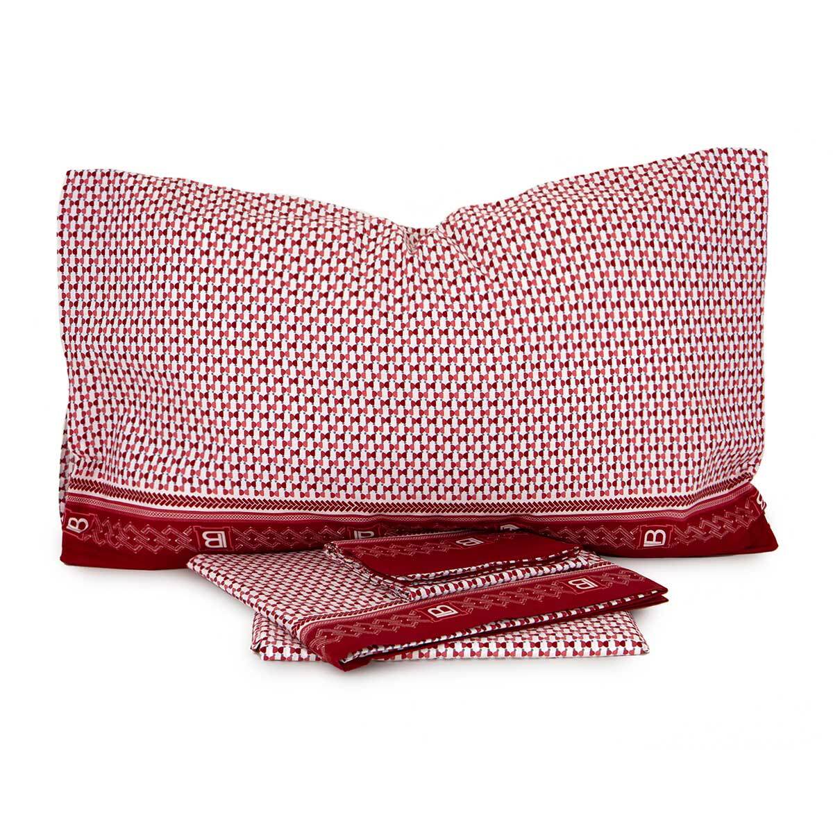 Completo Lenzuola Matrimoniale Laura Biagiotti - 100% Cotone Percalle, Con Sotto E Federe, Colore Bordeaux, Due Piazze Maxi