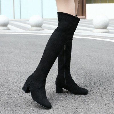 Women Faux Suede Over Knee High Boots 
