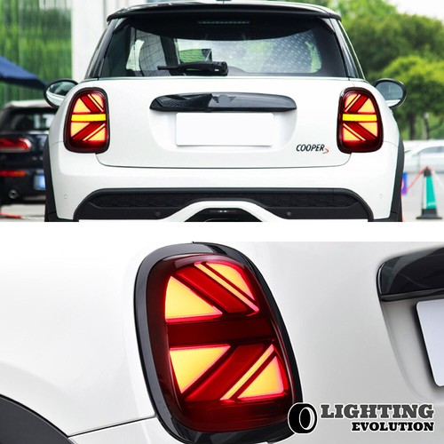 For 14-20 Mini Cooper F55 F56 F57 LED Tail Lights Red Lens Sequential Black Ring - Picture 3 of 17
