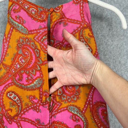 VTG 60s Psychedelic Wide Leg Jumpsuit Size 34 Union Made Bright Pink Paisley Mod - Picture 7 of 20