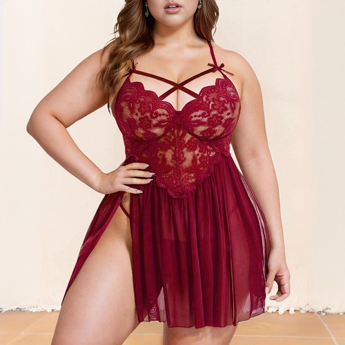 Plus Size Womens Sexy Nightdress Babydoll Lingerie Sleepwear Robe Nightwear - Picture 19 of 19
