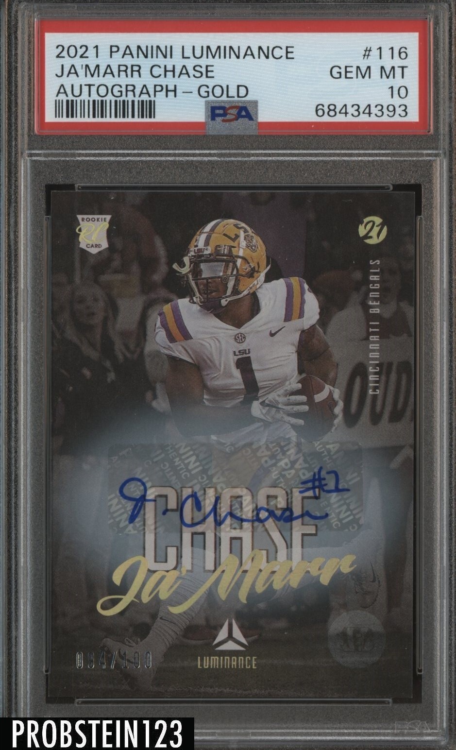JaMarr Chase Panini Luminance Autographs #116 Gold
