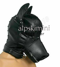 Couple Games Leder Padded Hood Blindfold Head Restraints Harness Masks Gimp
