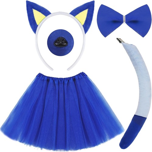 Book Week 5PCS Bluey Bingo Kids TUTU Bowtie Headband Tail Nose Costume Cosplay - Picture 5 of 11