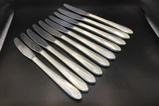 SET OF 10 NATIONAL SILVER PRINCESS ROYAL SILVERPLATE 8-3/8" GRILLE KNIVES