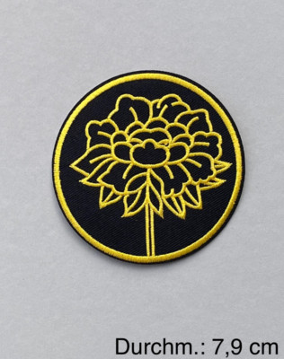 Bügelbild, Patch, Aufnäher, Aufbügler BLUME/FLOWER/LOTUSBLÜTE schwarz/goldgelb