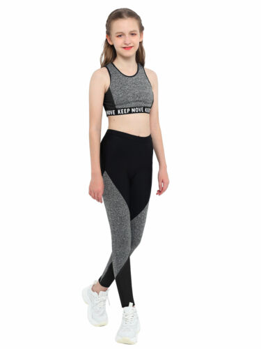 iEFiEL Reggiseno sportivo ragazza + pantaloni tuta da allenamento abbigliamento sportivo set tuta da jogging - Foto 43 di 78