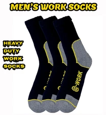 3 Pairs Mens Industrial Cushioned Crew Heavy Duty Boot Work Socks  Comfort 6-11