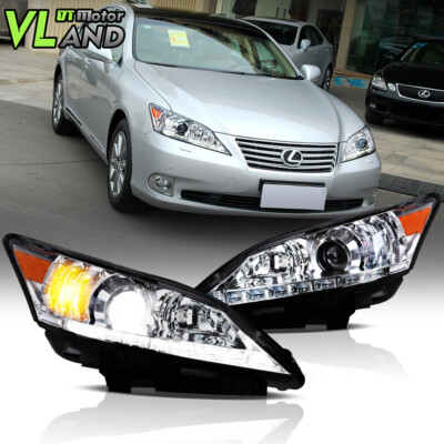 Pair VLAND Chrome LED Headlights With DRL Dual Beam for 2010-2012 Lexus ES350