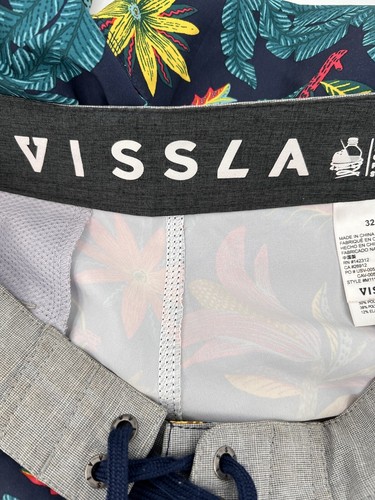 Vissla Men Board Upcycle Shorts SZ 32 Floral All Over Print Swim Stretch Trunks - Picture 9 of 14
