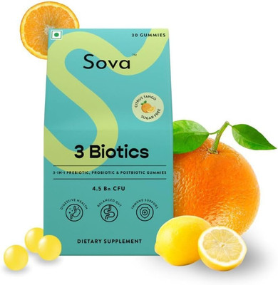 Sova 3Biotics 3-In-1 Gut Health Gummies | Probiotics & Postbiotics | Post Meal D