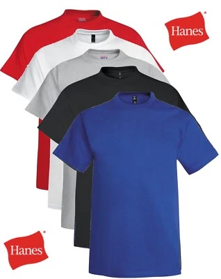 Hanes USA Beefy T Grand Noir Gris Rouge Bleu Ou Blanc Longueur Supérieure Cotton