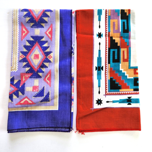 2 Stck. Nos Bandanas Springs Industries Southwest Rodeo 21"" x 21"" USA Azteken 1990er Jahre