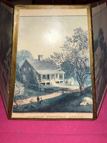 Pantalla de lámpara de colección estilo Currier e Ives hexagonal escenas de hogar. - Imagen 4 de 19