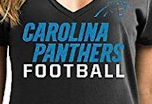 Camiseta Damas Carolina Panthers Black Pride Jugando Cuello en V Mangas Cortas - Imagen 2 de 4