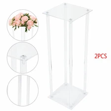 2Pcs Acrylic Flower Stand Column Vase Rack Centerpieces Tabletop Wedding Decor