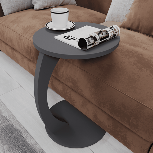 Beistelltisch C-Form runder Kaffeetisch, Couchtisch, Sofatisch Rollen Wohnzimmer - Bild 5 von 44