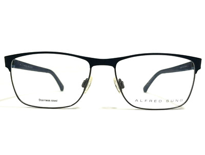Alfred Sung Eyeglasses Frames AS5083 NVY CEN Blue Gray Square Full Rim 55-16-140