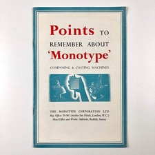 Points to remember about ‘Monotype’ composing & casting machines booklet