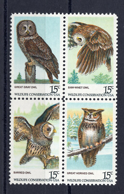 1760 - 1763 * OWLS ** US POSTAGE STAMPS  BLOCK MNH