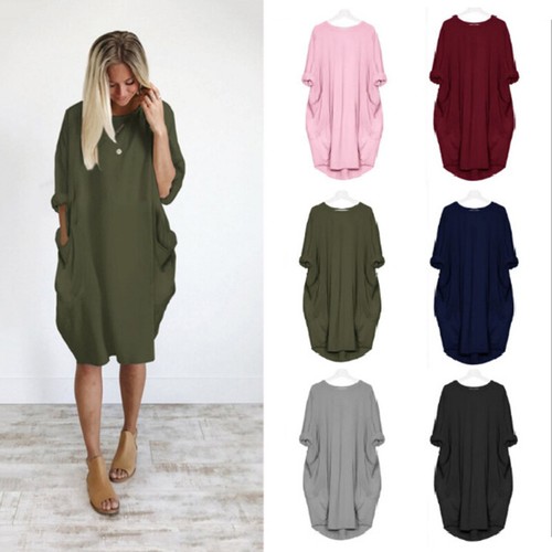 Fashionable Womens Loose Baggy Jumper Tops With Crew Ne And Long Sleeves - Picture 3 of 20