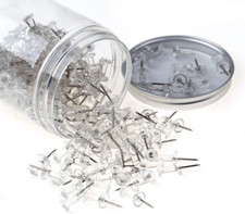 200 PCS Standard Clear Thumb Tacks Steel Sharp Point and Clear Plastic Head Push