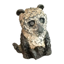 Vintage black & white Cast Metal Panda Bear Bank Rustic Missing Plug