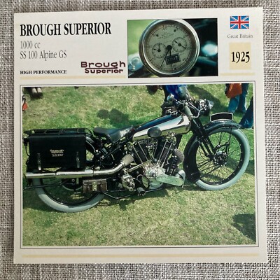 Brough Superior 1000cc SS 100 Alpine GS 1925 Edito Service Atlas Motorcycle Card