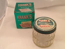 Vintage Shaving Jar Rare Find W/ Bo Krank's Brushless Shave Kreem Jar Clear
