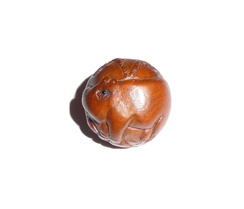 Wonderfully Detailed Hand Carved HIPPO Boxwood Round Button 1" Diameter Hippo - Picture 7 of 8