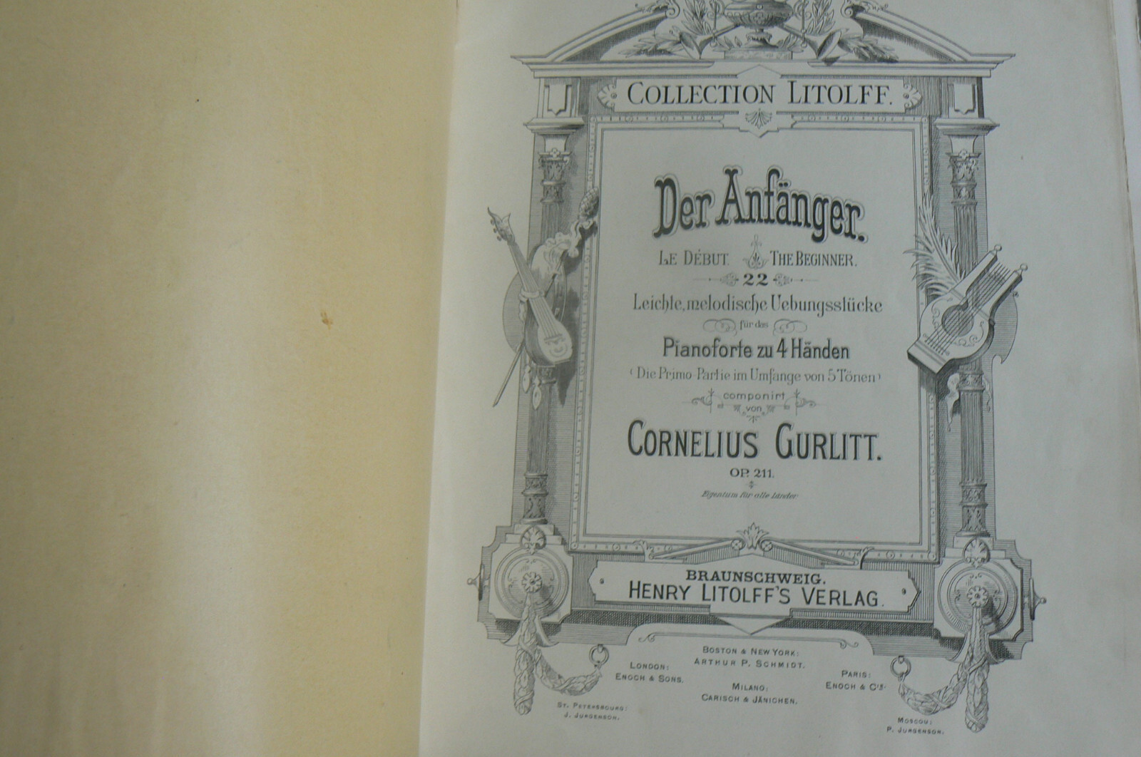 GURLITT The Beginner, Der Beginner,Op.211 Collection 2178 Litolff 1896 Piano Duet foto 5