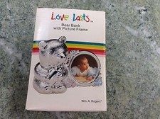 Wm. A. Rogers Love Lasts Silverplate Bear Bank With Picture Frame
