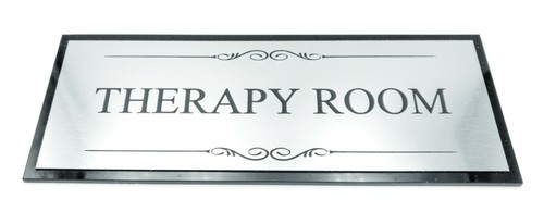 Black and Silver Therapy Room Door Sign Large Size 20 cm x 8 cm - Picture 2 of 4