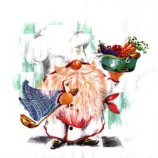 Serviettes en papier lutin cuisinier chef gnome. Paper napkins elf cook gnome