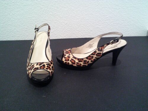 Nine West Damen-Slingback offene Zehenpartie 3,5"-Absatz Leopard Größe 8 - Bild 2 von 7