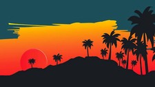 Landscape art mountains palm trees sunset Custom Gaming Mat Desk