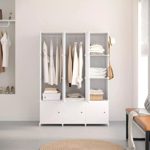 Tragbarer Kleiderschrank Platzsparender Modularer Kunststoffschrank mit Stange - Bild 2 von 7