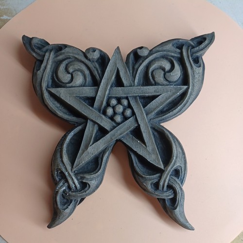 Butterfly Pentacle Plaque - Stone Finish - Dryad Design - Pagan Wiccan Wicca