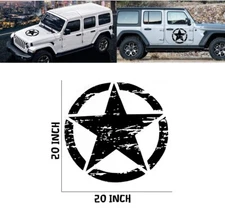 1Pcs Car Trunk Army Military Star Distressed Hood Decal Vinyl Sticker Universal