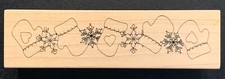 Great Impressions Christmas Winter Mittens And Snowflakes Border Rubber Stamp