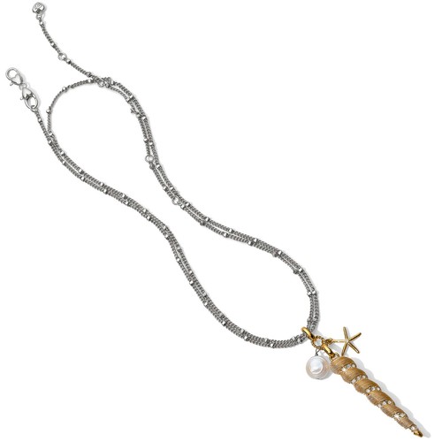 NWT Brighton UNDER THE SEA Shell Crystal Gold Silver Convertible Necklace $98 - Picture 3 of 5