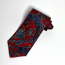 Presidents By Haggar Textured Men's Necktie Red Blue Paisley Made In USA