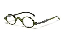 Calabria R314 Unisex Vintage Professor Oval Reading Glasses in Olive Green 4.00